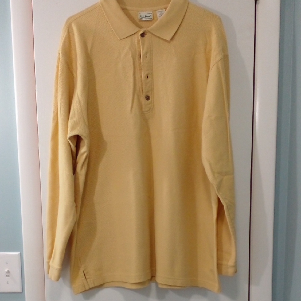 L.L. Bean Men's Long Sleeve Yellow Polo